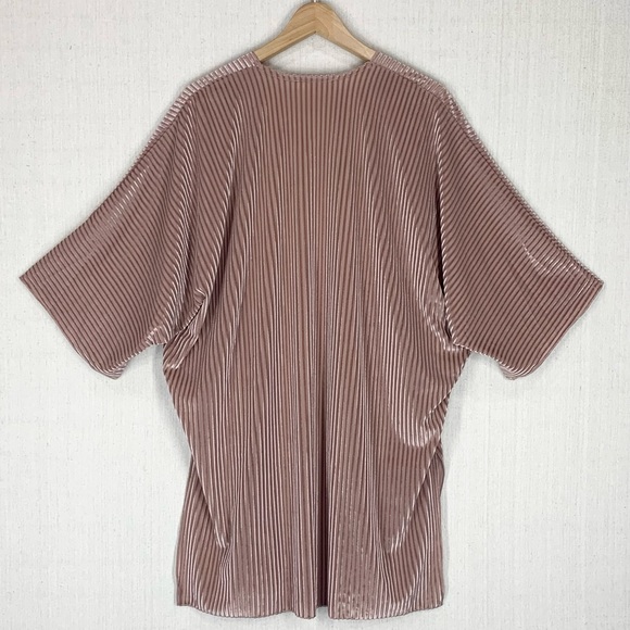 Alchemy Thread~Women’s Boho Ribbed‎ Velvet Stripe Kimono/Duster~Dusty Mauve~Sz M - Picture 5 of 12